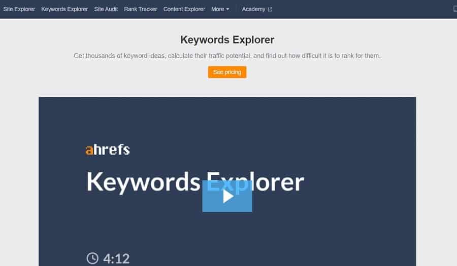 ahrefs miễn phí không sử dụng được keyword explorer